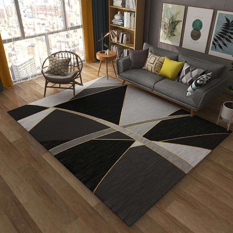 Modern Geometric Carpet Simplicity Washable Polyester Rug Stain Resistant Carpet for Home Decor
