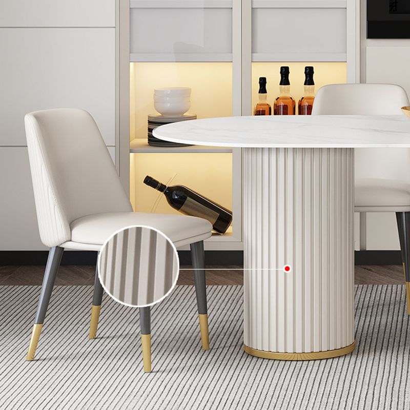 Metal Contemporary Oval Dining Table Sintered Stone Top Table for Home