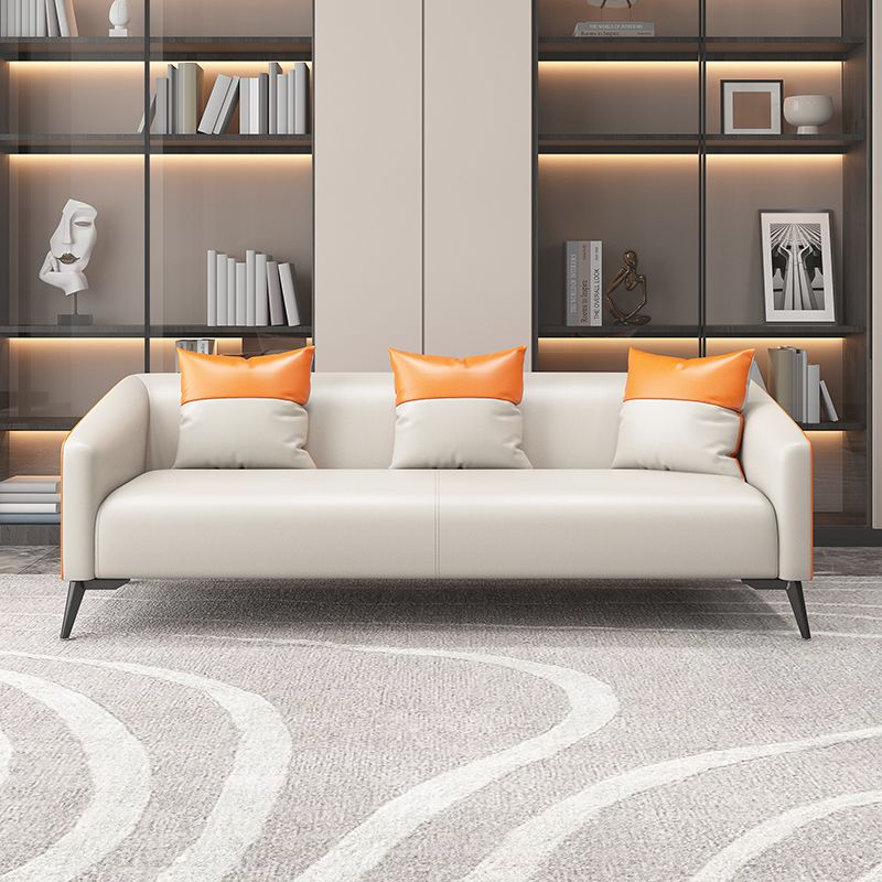 28.34" High Glam Sofa Faux Leather/Genuine Leather Tuxedo Arm Sofa