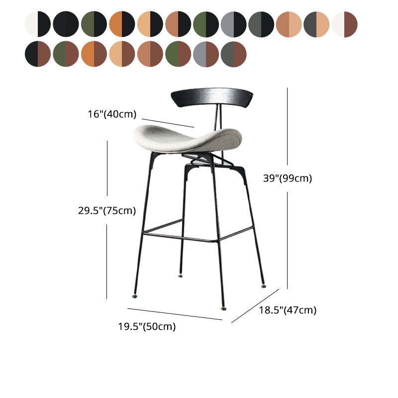 Industrial Footrest Low Back Barstool Matte Finish Leather Milk Tea Shop Stool