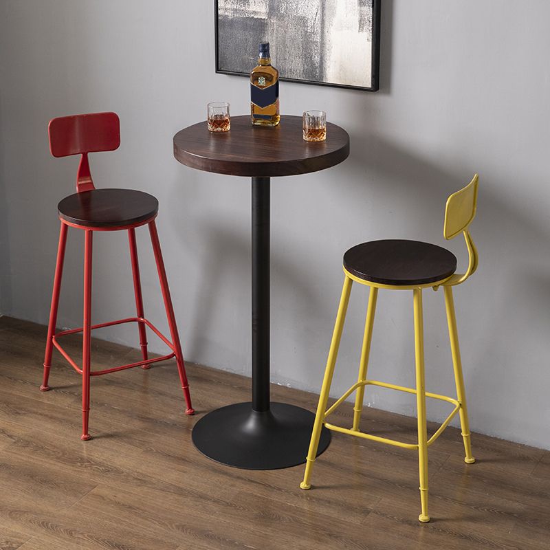 Modern Armless Backrest Counter Stool Iron Bar Stool with Pedal for Milk Tea Shop