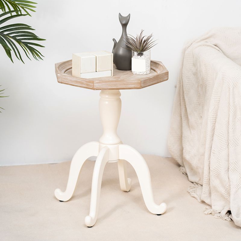 Rustic Solid Wood 4 Legs Round/Geometric Distressed Living Room End Table