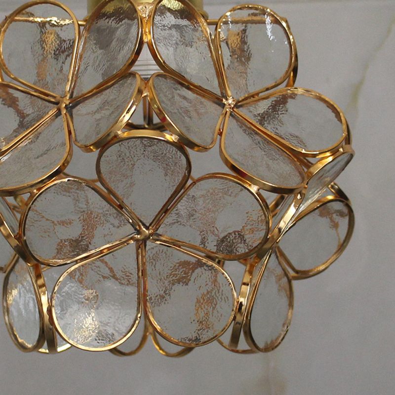 Pétalos de vidrio de latón Luz colgante 8.6 "de ancho Mini accesorio de iluminación de suspensión de estilo colonial