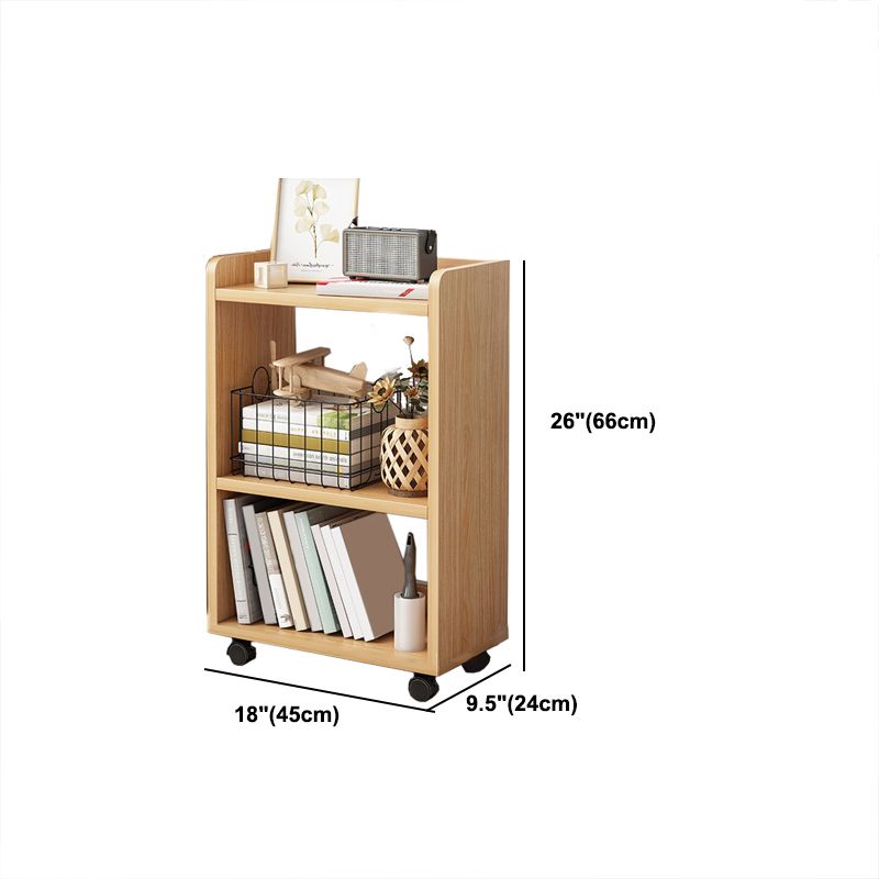 Scandinavian Wooden Movable Bookshelf Home Bookcase with Casters