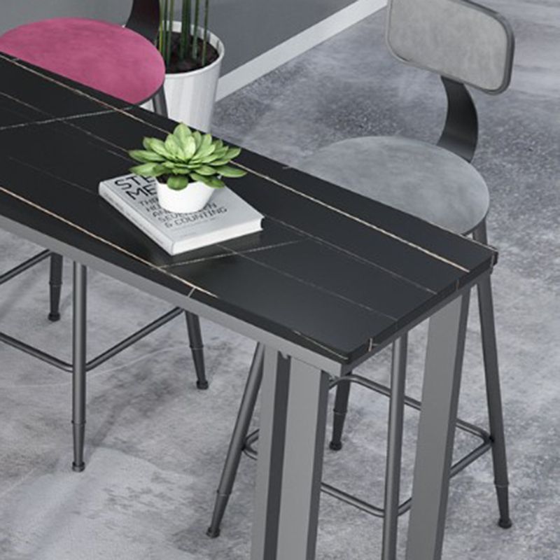 Rectangle Industrial Style Bar Table 42-inch Height Iron Pedestal Bistro Table