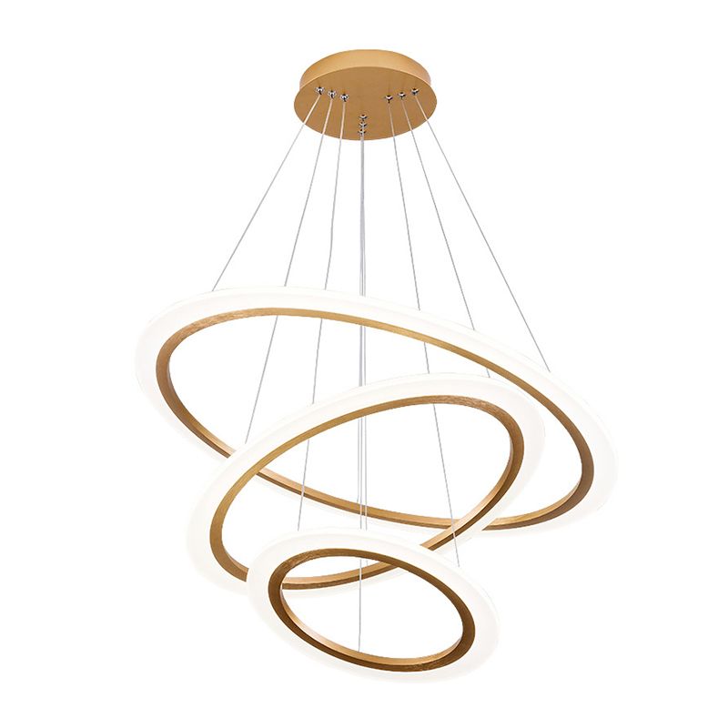 Éclairage de lustre à trois niveaux en or métal