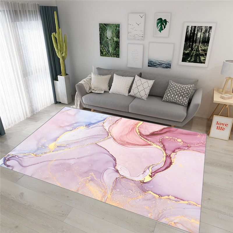 Pink Abstract Pattern Area Rug Modern Polyester Area Carpet Easy Care Rug for Home Decor