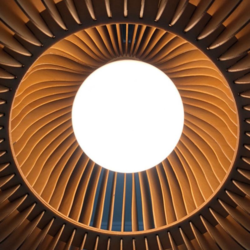 Luz de calabaza de madera beige estilo chino 1 lámpara de techo de mesa de comedor ligero