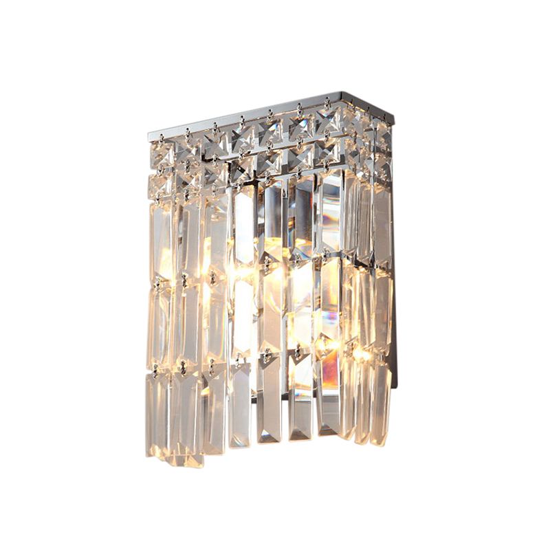 Chrome Finish Crystal Prism Sconce Lighting 2 Lights Modern Stylish Wall Mounted Lamp for Corridor