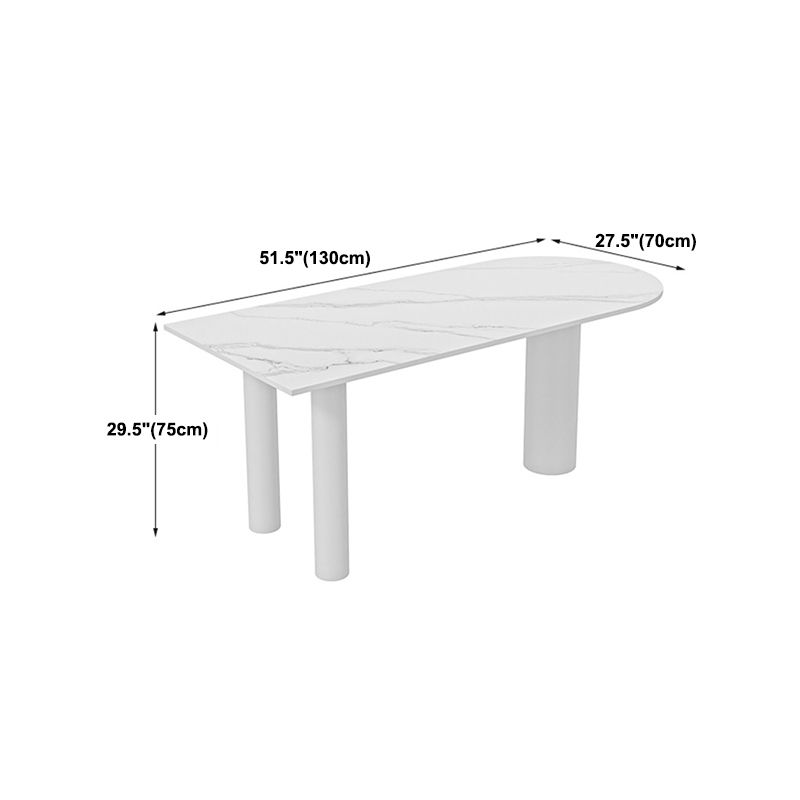 Modern Simple Stone Table for Restaurant Oval Table with White Legs