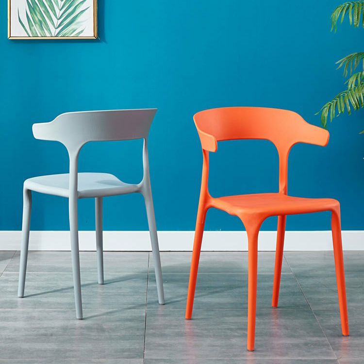 Glam Plastic Side Chair Matte Finish Open Back Dining Chair for Dinning Room