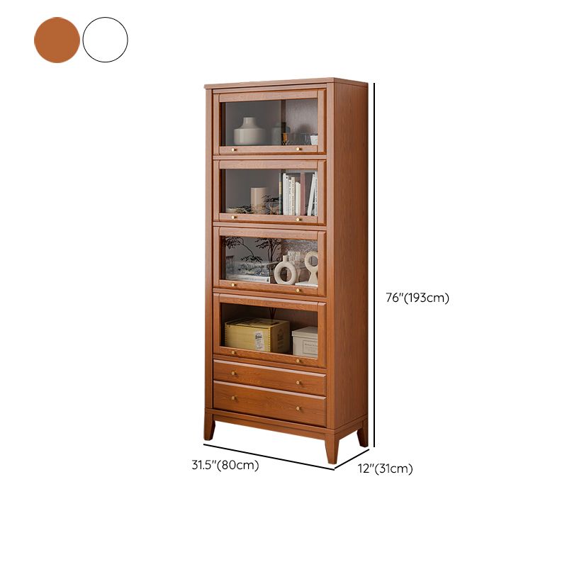 Modern Wood Bookcase Floating Doors Included Bookshelf with Shelves