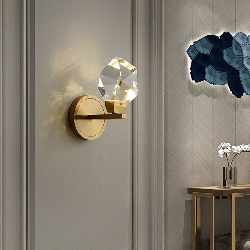 Golden Metallic Lighting Post Modern Crystal Wall Light for Living Room