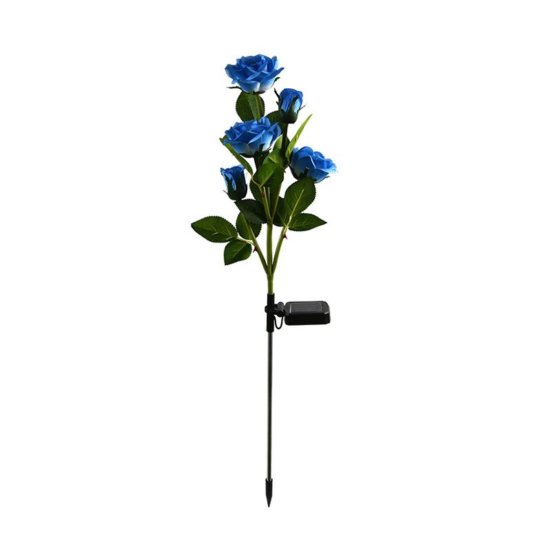 2 Pcs Rose Bouquet Shape Courtyard LED Stake Light Plastic Modern Solar Lawn Lighting
