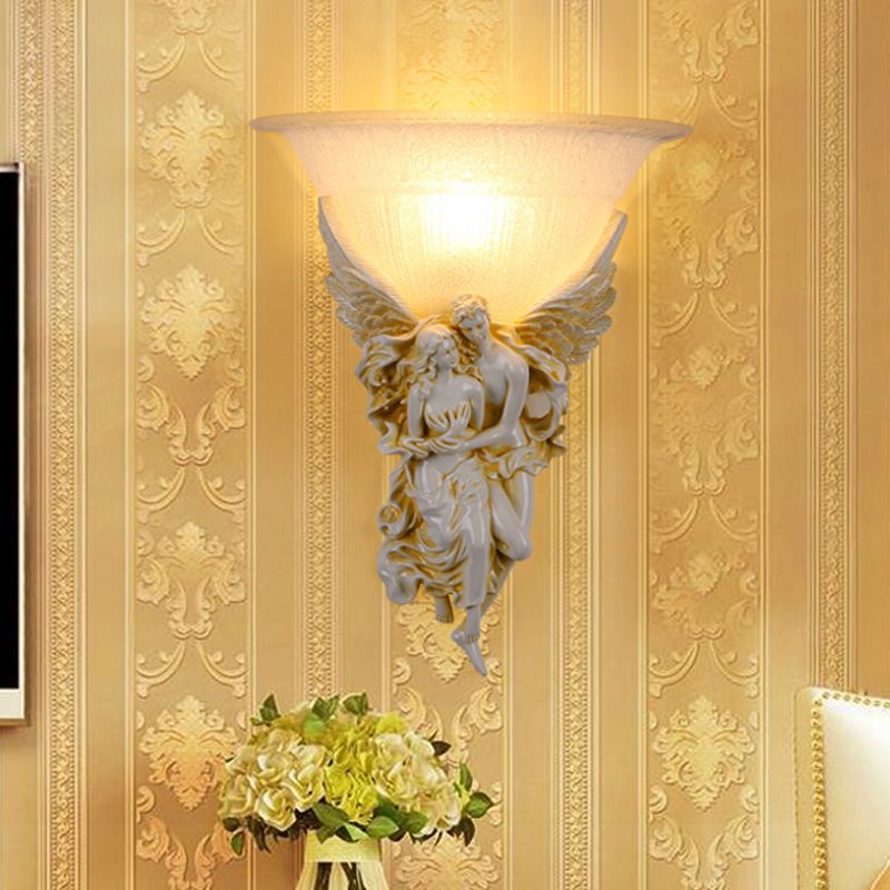 Gold/Beige Bell Flush Mount Colonialist Frosted Glass 1 Head Living Room Wall Mounted Light