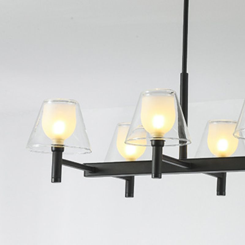 Industrial Island Light Glass Pendant Lighting Fixture for Dining Room