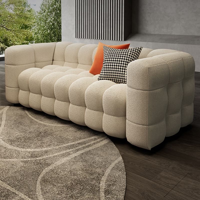 40" Wide Scandinavian Sofa Bed White Fabric Seating with Pillows