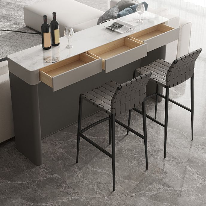 Modern Style Bistro Bar Table Rectangle Stone Top Bar Table for Living Room