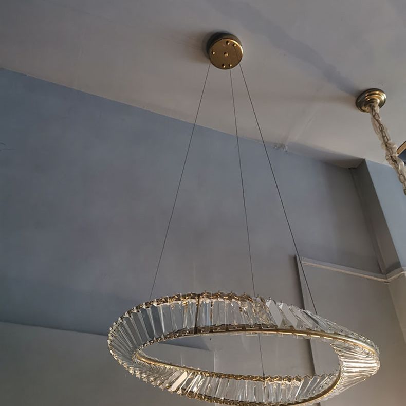Ultra-modern Ring LED Chandelier Lamp Crystal Suspension Pendant Light for Restaurant