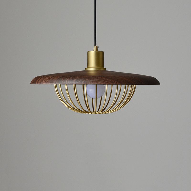 Wood Modern Pendant Light 1-Light Hanging Ceiling Light for Dining Room