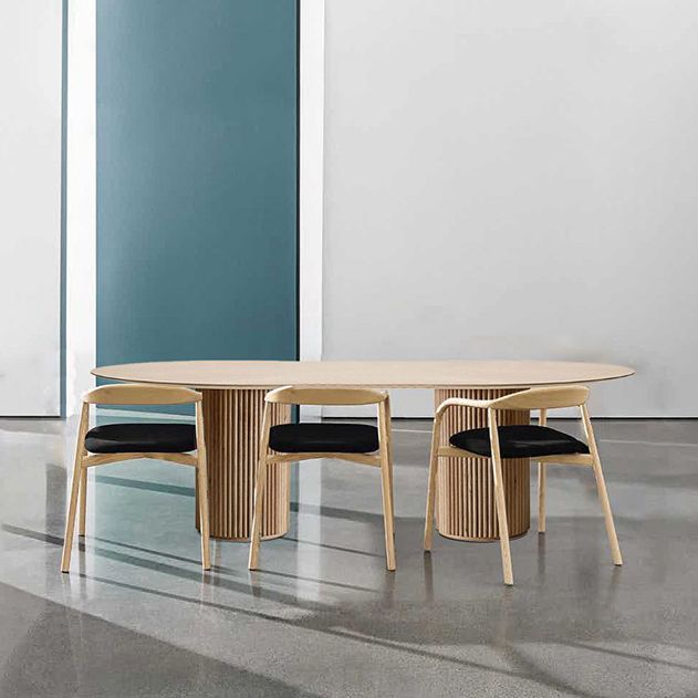 Tono de comedor moderno de pedestal doble oval