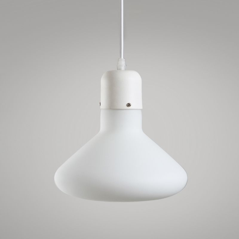 1 Light Dining Room Pendant Light Simple White Suspension Light with Cone/Globe/Cylinder Glass Design