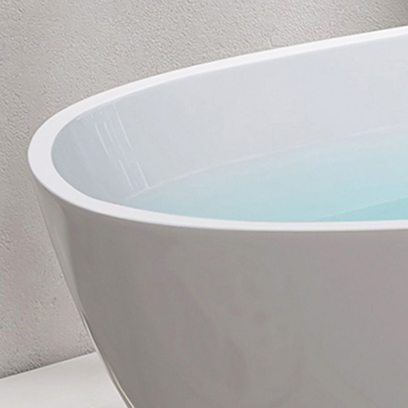 Oval Freestanding Soaking Bathtub Modern Acrylic Bathtub with Drain and Overflow Trim
