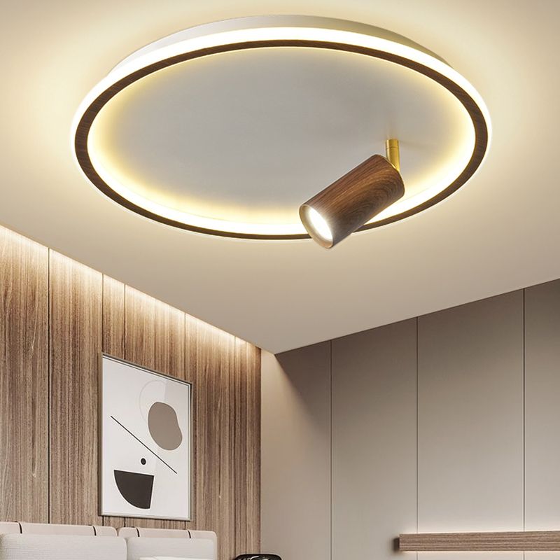 1 Spotlight Minimalism Circle Flush Mount Ceiling Light Aluminum Bedroom Flush Light