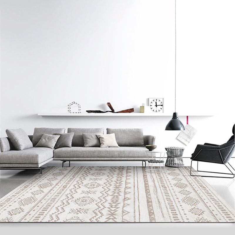 Lichte kleur huisdecoratie tapijt Boheemian Tribal Totem Area Rug Polyester met niet-slip achterste tapijt