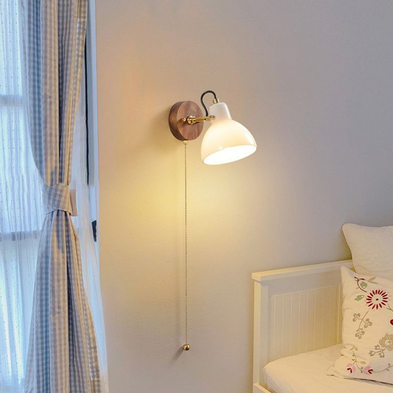 1-Light Simple Wall Lamp Modern Wall Mount Lamp with Glass Shade for Bedroom
