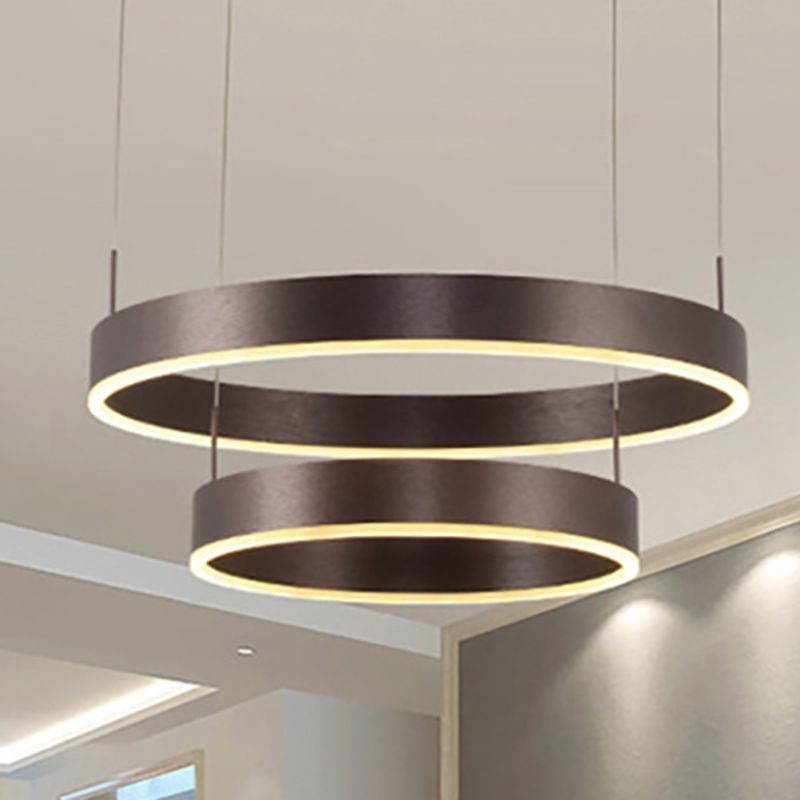 Modern 1/2/3-Light Suspension Pendant with Acrylic Shade Coffee Ring Chandelier Light in Warm/White Light