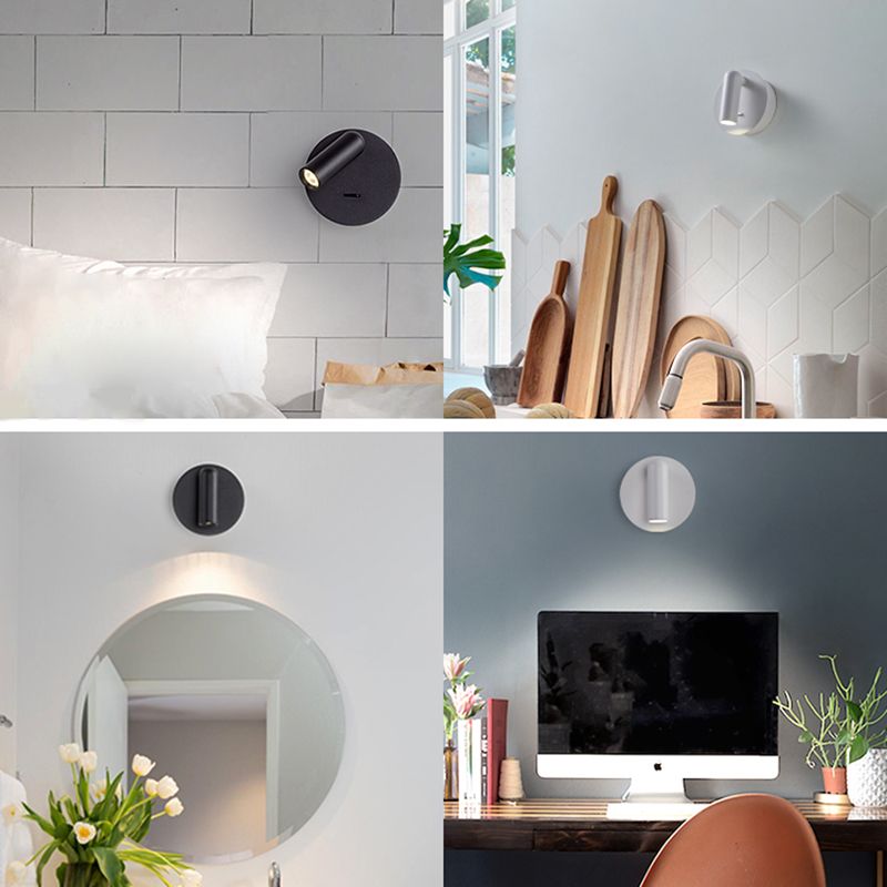 3.9" H Mini Bedside LED Reading Lamp USB Charging Modern Simplicity Style Spotlight Wall Mount Lamp for Bedroom