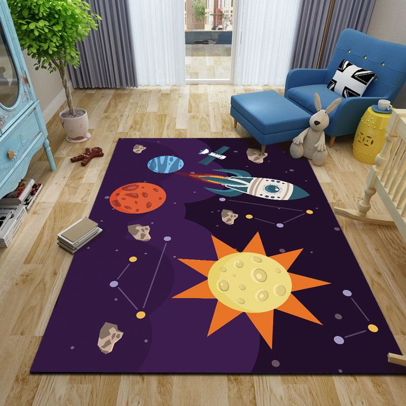 Cute Kids Room Rug Multi-Color Animal Pattern Rug Synthetics Anti-Slip Backing Easy Care Carpet