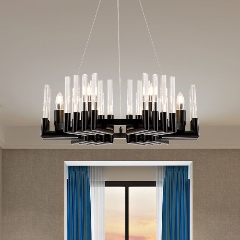 Duidelijke Crystal Candelabra plafond kroonluchter minimale 6 lichten zwarte afwerking hangende lampkit voor eetkamer