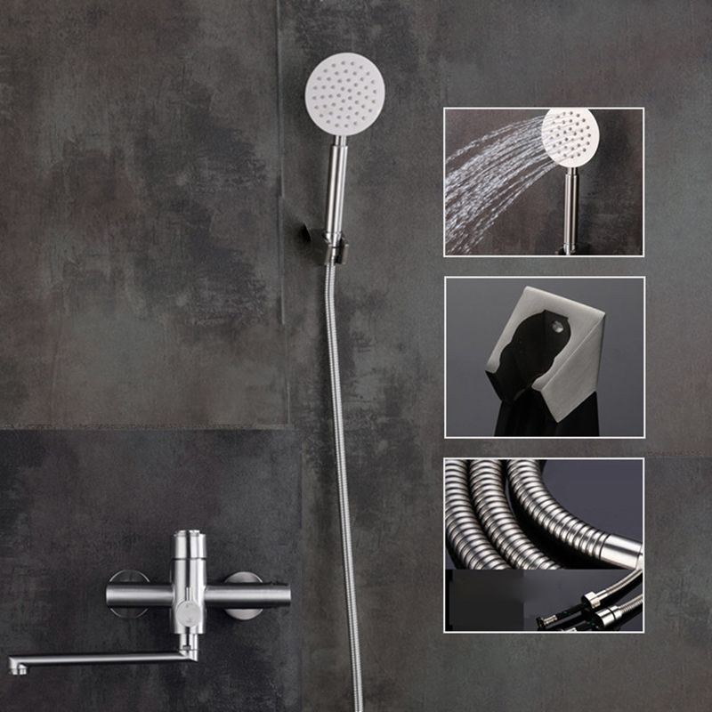 Wall Mounted Metal Tub Filler Low Arc Swivel Bathroom Faucet
