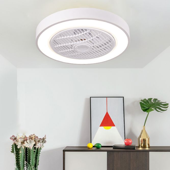 Moderne minimalistische LED -Makkaron Deckenventilator Leichter Eisenkreisendeckenleuchte mit Acrylschatten