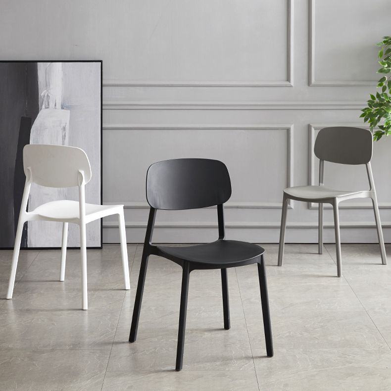 Scandinavian Stackable Armless Dining Chairs Plastic Open Back Side Chair (Set of 4)