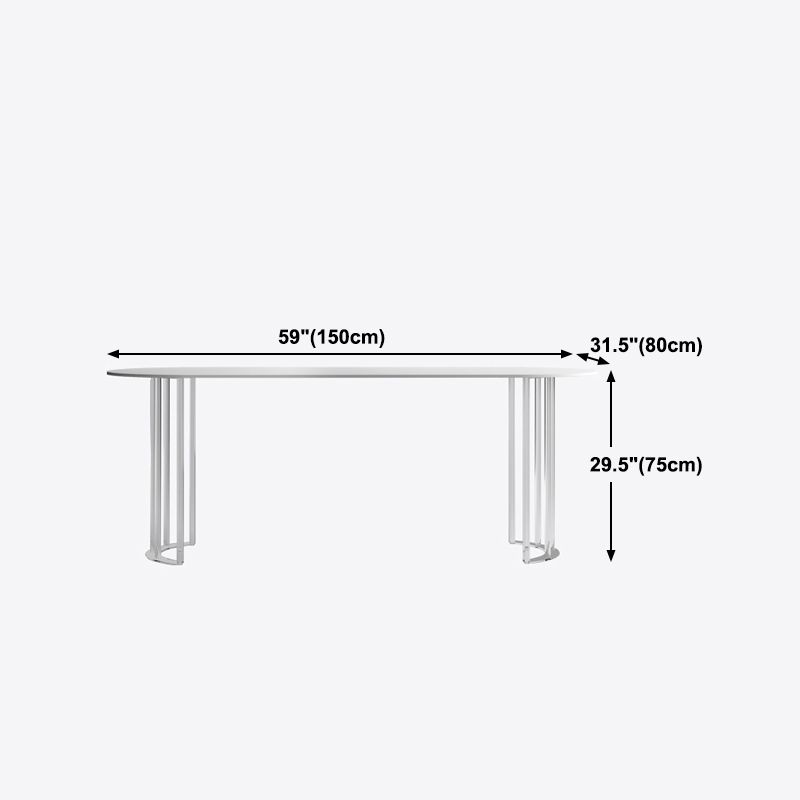 White Stone Dining Table Contemporary Dining Table with Sled Base