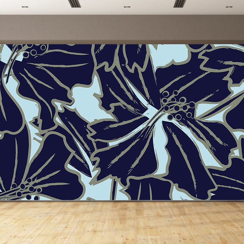 Colorful Tropical Plants Mural Tropical Style Mildew Resistant for Reading Room