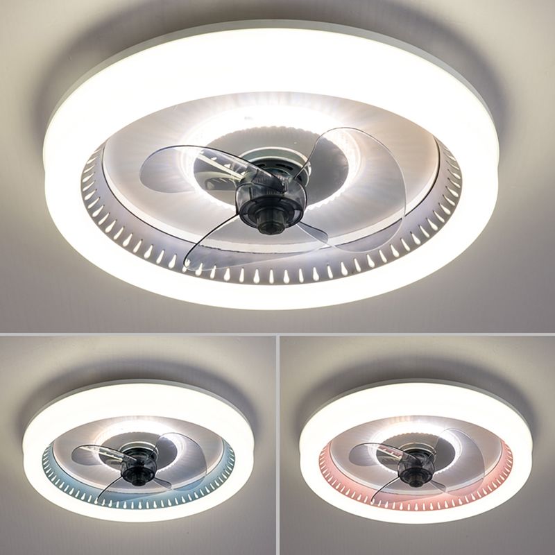 Modern LED Ceiling Fan Light Round Ceiling Mount Lamp with Acrylic Shade for Bedroom