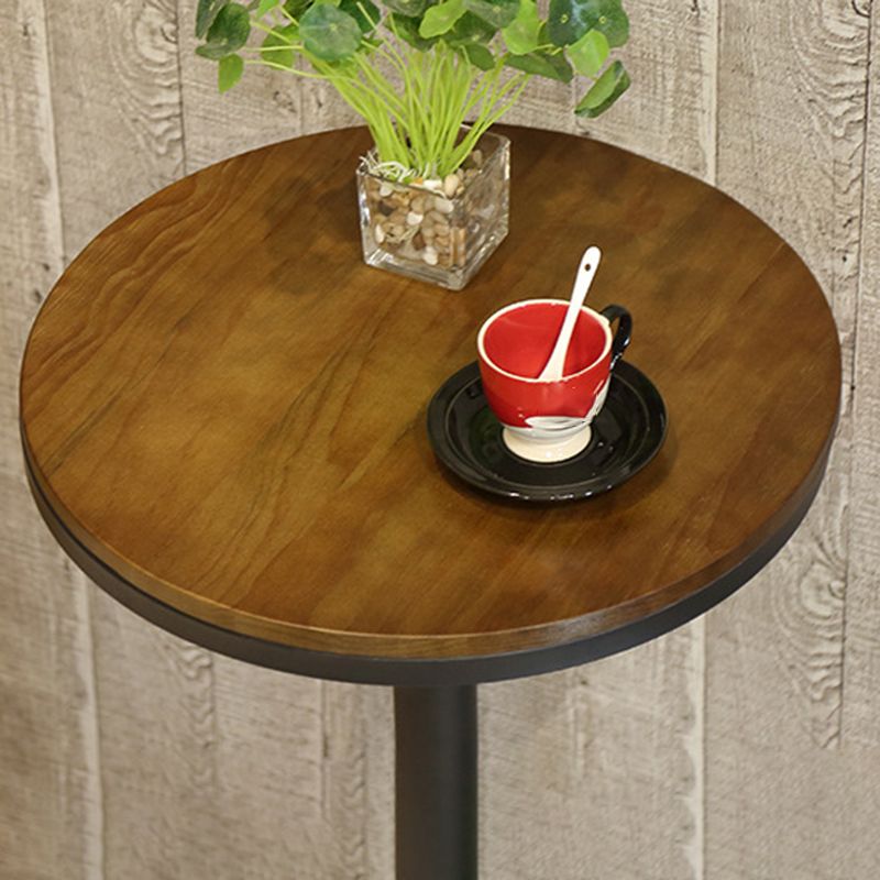 Wooden Fixed Bar Table Black Iron Solid Wood Pub Table for Patio