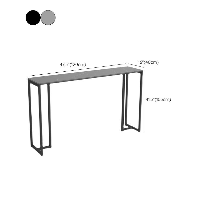 Black and Metal Base Table Industrial Rectangle Sintered Stone Bar Table