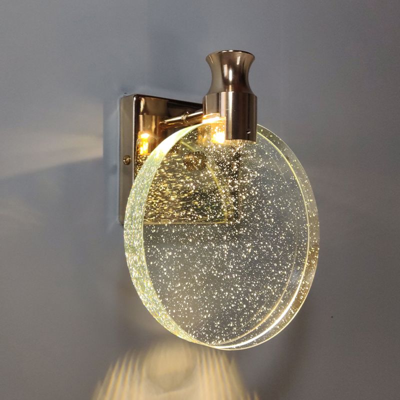 Round Vanity Lighting Modern Style Crystal 1 Light Vanity Wall Sconce