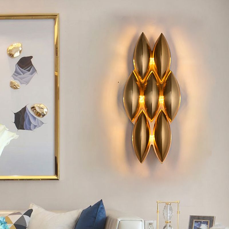 Ovale Sconce Light Traditional Metal 7/14 têtes Gold Wall Lamp Fixture pour le salon, 7 "/ 14" de large