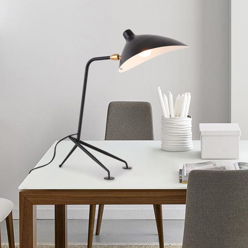 Lampada da terra con paralume a becco d'anatra Lampada da tavolo girevole in metallo stile nordico con 1 testa per sala studio in bianco/nero