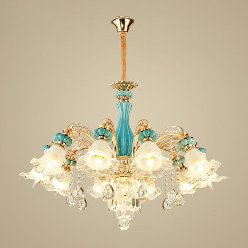 Luce a sospensione a soffitto petalo semplice vetro smerigliato in cristallo lampadario appeso in oro