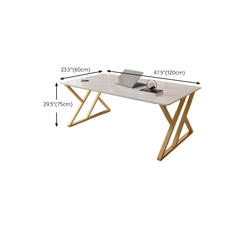 29.53" H Glam Office Desk Antique Finish Rectangular Computer Desk