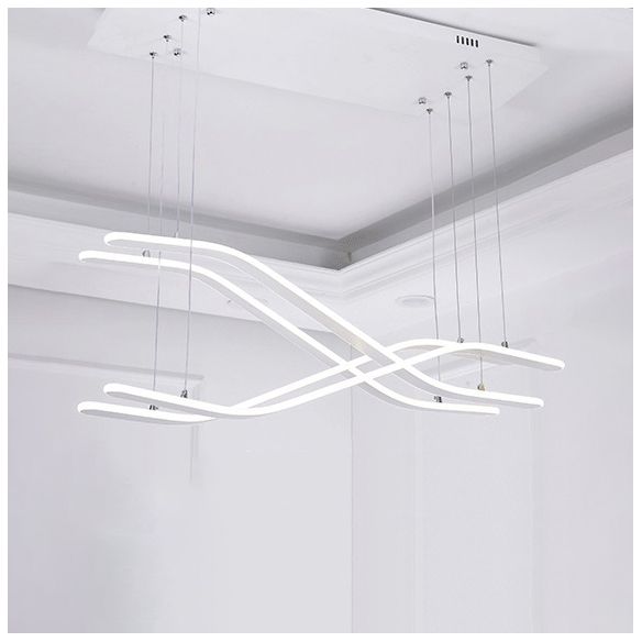 Salle à manger rationalisée Plafond Pendre acrylique LED Chandelier minimaliste en lumière chaude / blanche