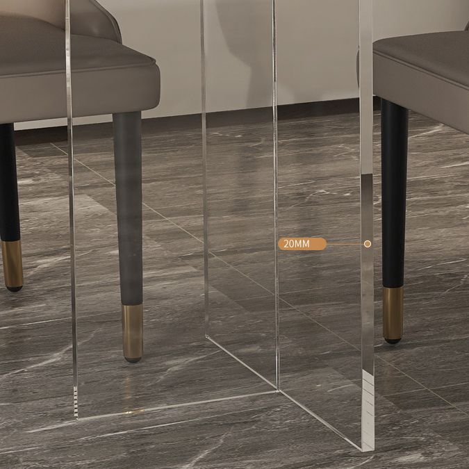 Modern Sintered Stone Dining Table Double Pedestal Table with Acrylic Base for Home