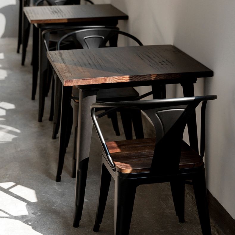 Industrial 4 Legs Pedestal Dining Table Pine Table for Dining Room